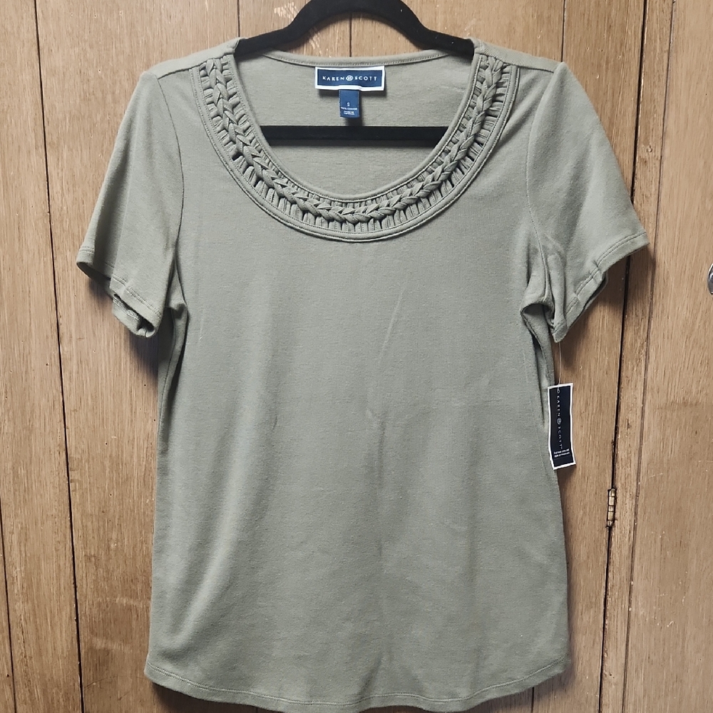 Karen Scott Olive Short Sleeve Tee
